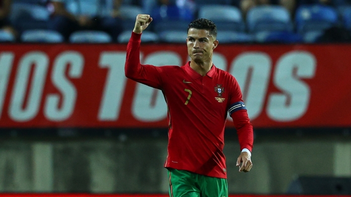 Cristiano Ronaldo celebrates his goal against Qatar