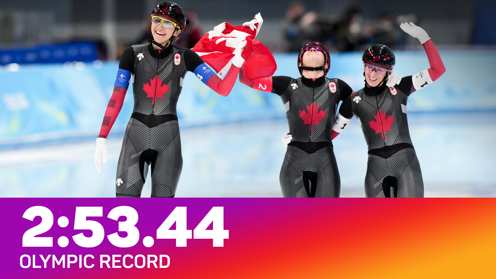 Canada set an Olympic record in the women's team pursuit