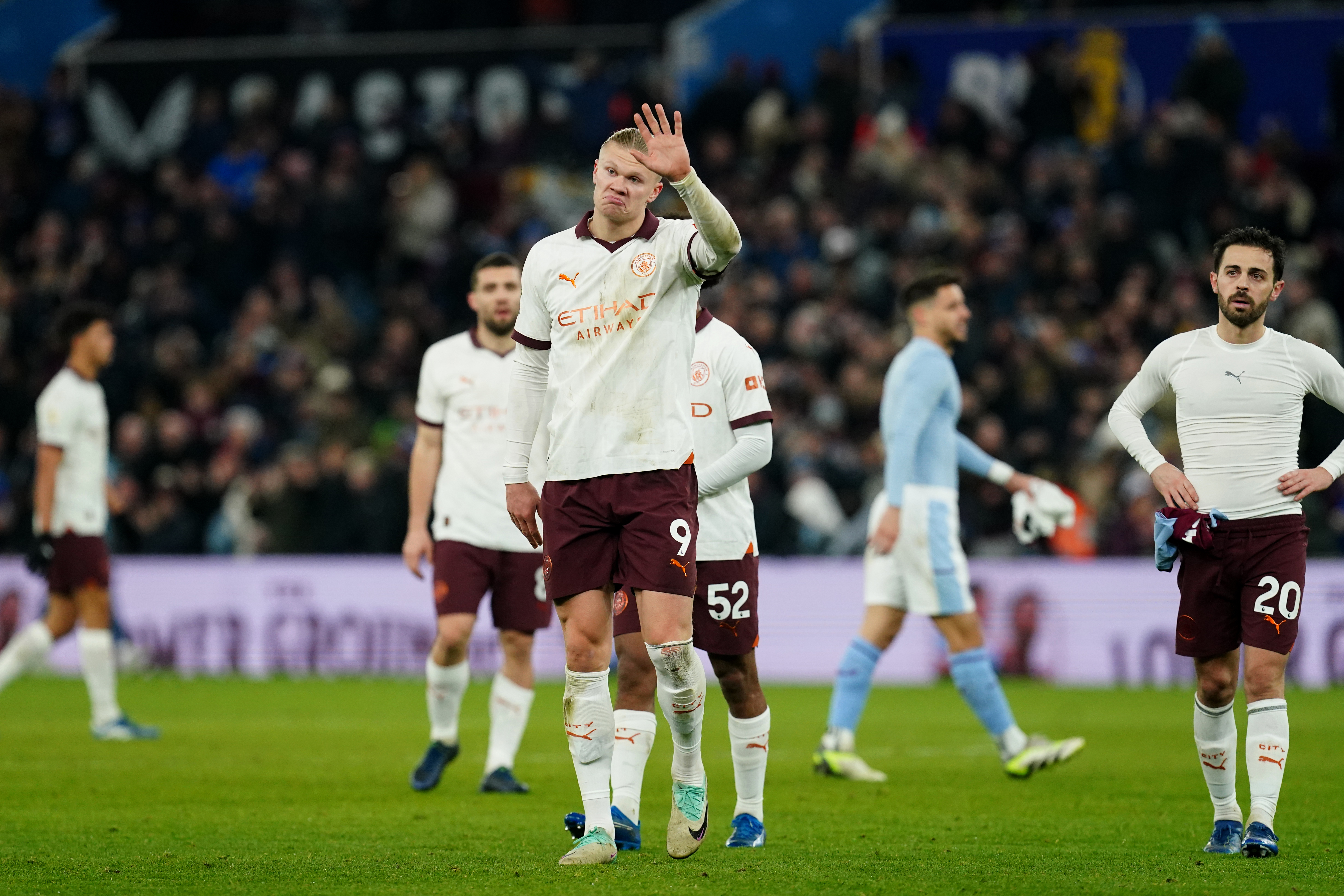 Erling Haaland appears dejected at full-time