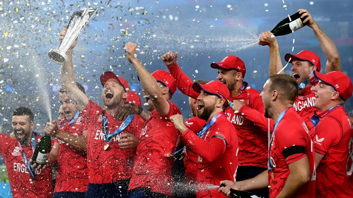England celebrate winning the T20 World Cup in Australia