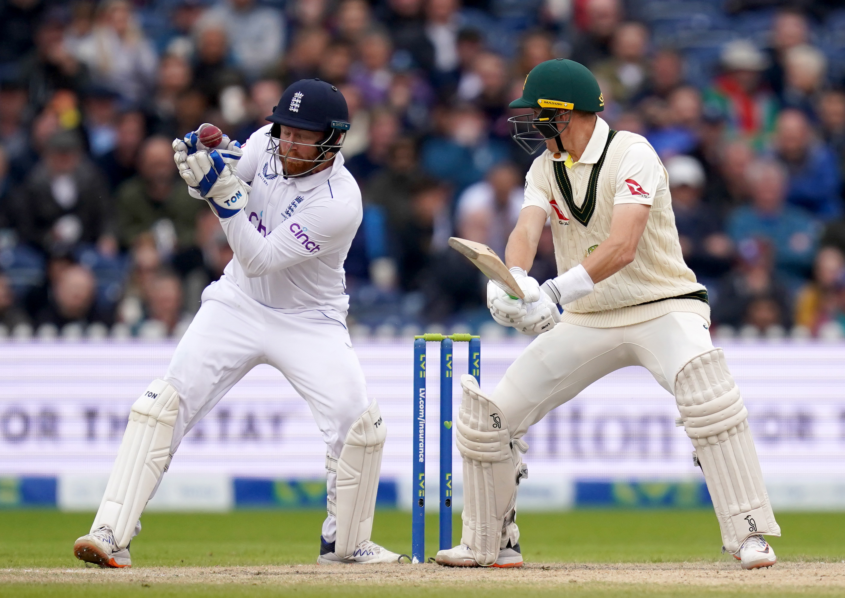 Jonny Bairstow takes the catch to dismiss Marnus Labuschagne