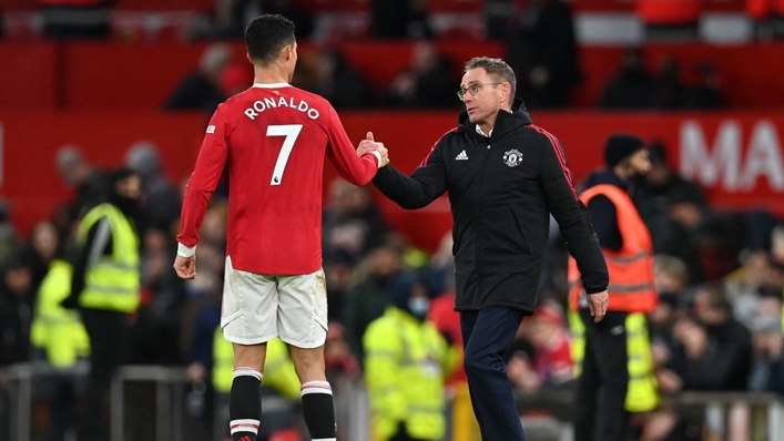 Ralf Rangnick and Cristiano Ronaldo after Manchester United's win over Crystal Palace