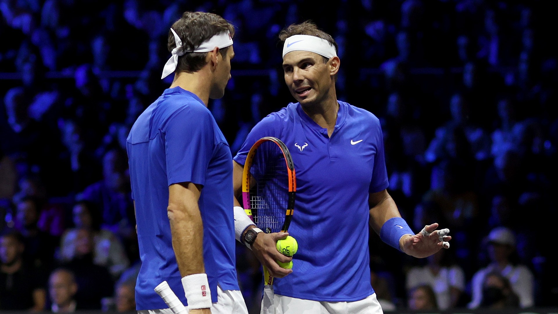 Rafael Nadal joined Roger Federer for his final match