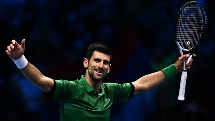Novak Djokovic celebrates his title success at the ATP Finals