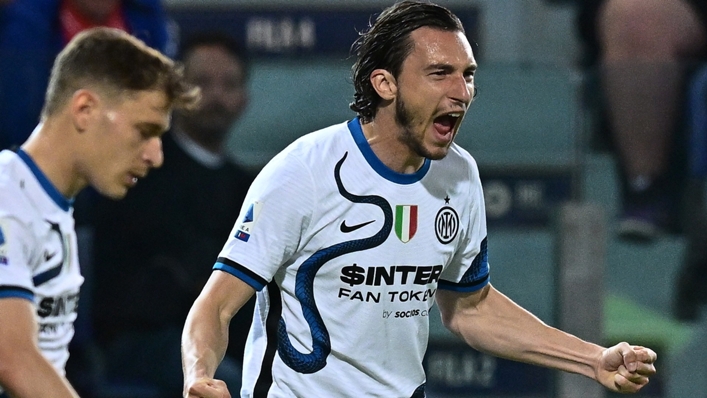 Matteo Darmian celebrates after scoring against Cagliari