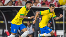 Neymar and Philippe Coutinho of Brazil attack during the 2019 International Champions Cup