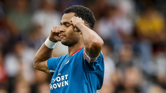 Cody Gakpo celebrates his goal against Excelsior