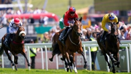 Bobsleigh ridden by jockey Charles Bishop (centre) wins the British EBF 40th Anniversary Woodcote Stakes during ladies day of the 2023 Derby Festival at Epsom Downs Racecourse, Epsom. Picture date: Friday June 2, 2023.