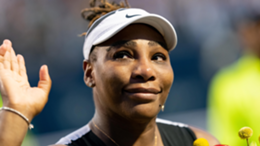 Serena Williams reacts after her Canadian Open tennis tournament second round match