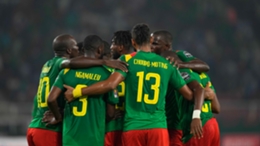 Cameroon players during the match against Comoros