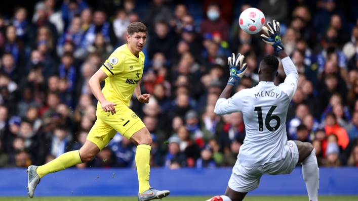 Vitaly Janelt scores his second goal in Brentford's win over Chelsea