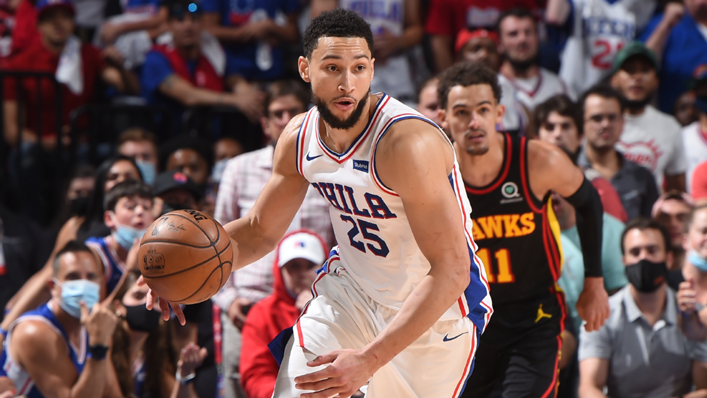 Ben Simmons #25 of the Philadelphia 76ers handles the ball against the Atlanta Hawks during Round 2, Game 7 of the Eastern Conference Playoffs