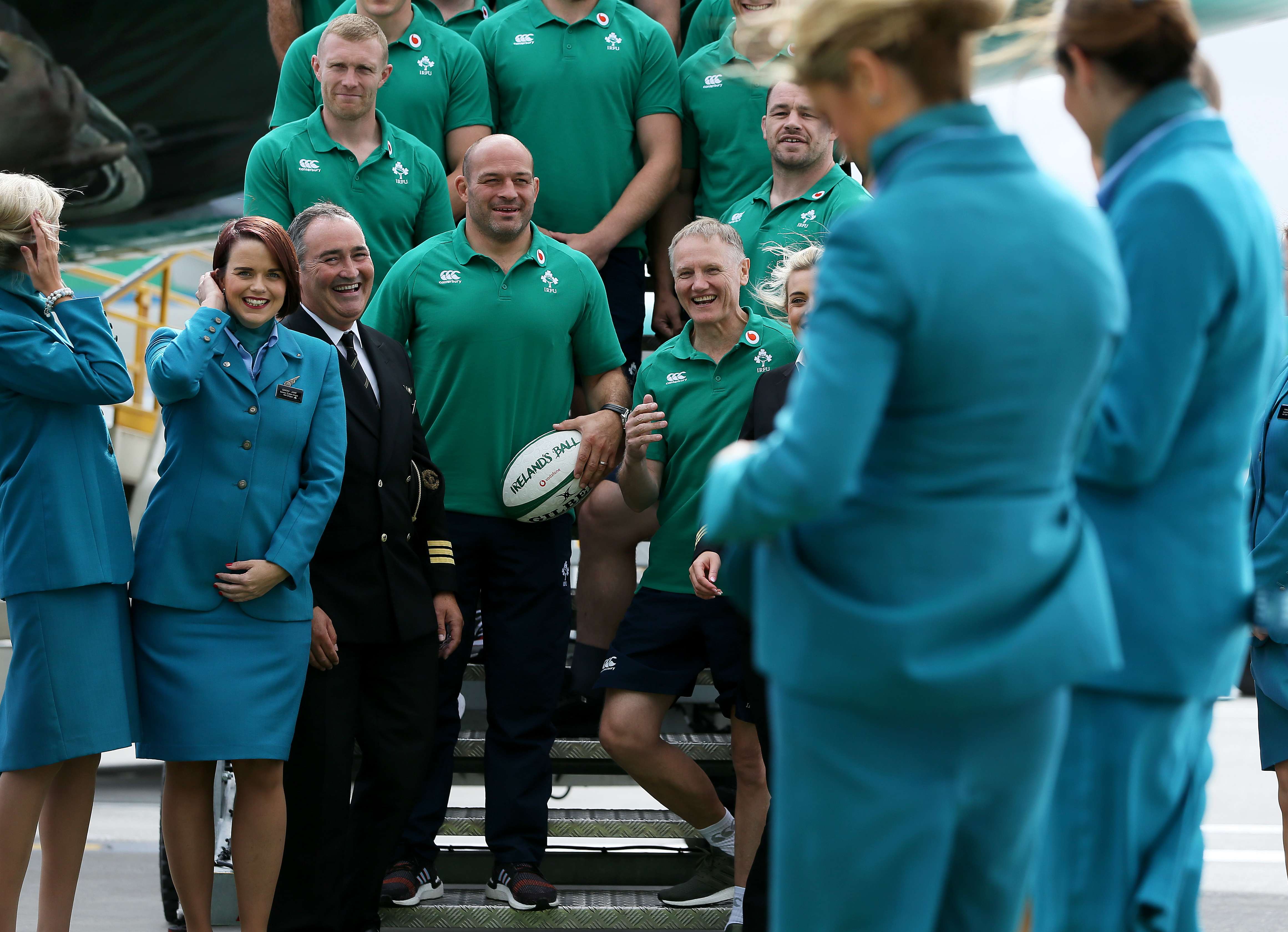 Keith Earls, top left, played under Joe Schmidt, bottom right, at two World Cups, including the 2019 tournament in Japan