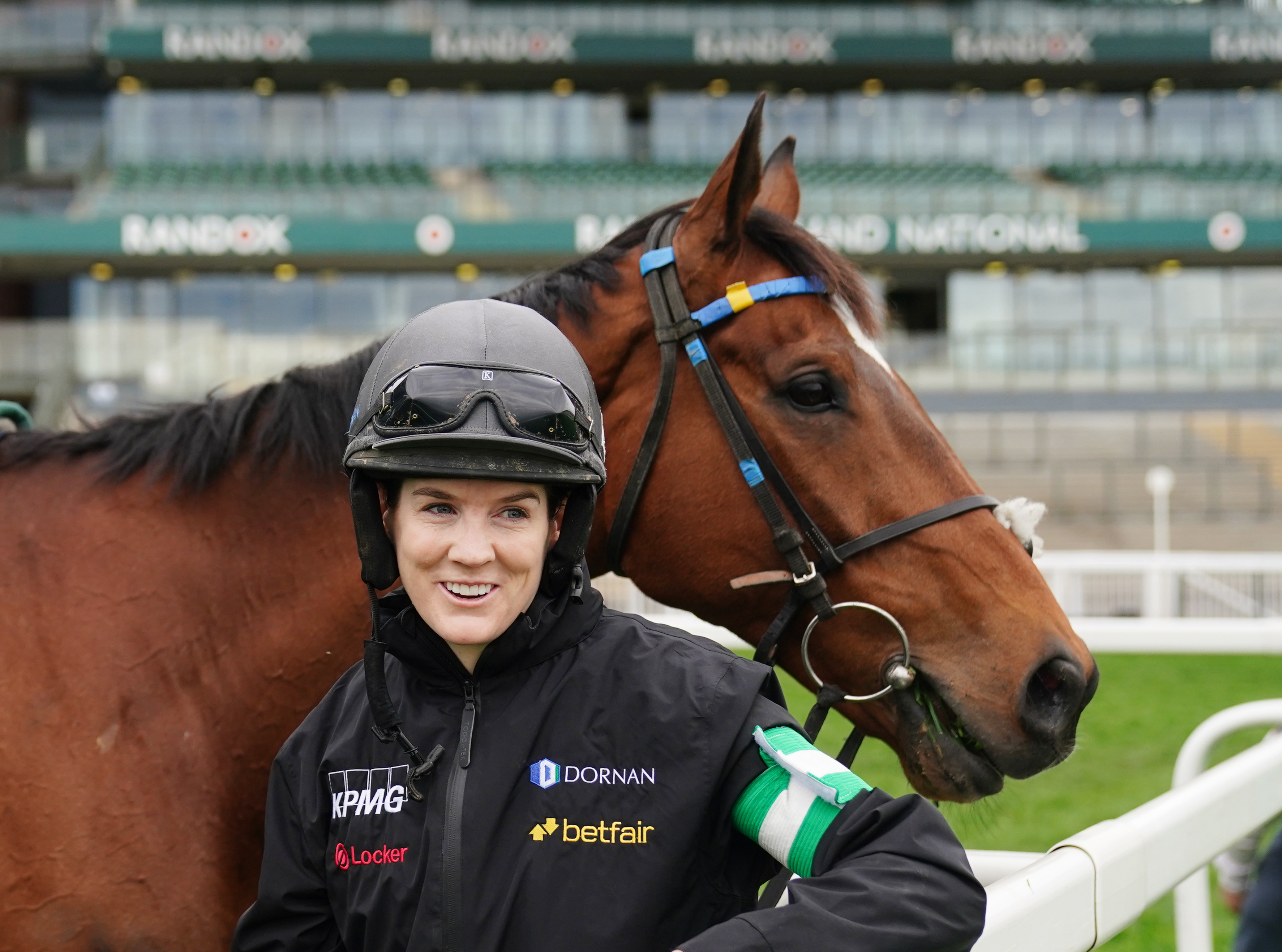 Jockey Rachael Blackmore with Minella Indo ahead of day three of the 2024 Randox Grand National