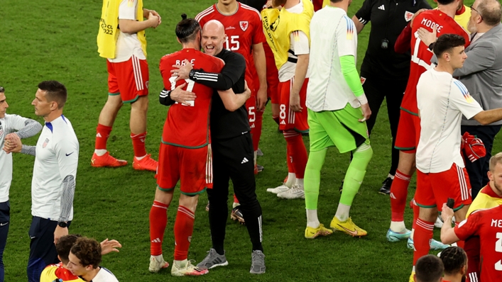 Wales boss Rob Page embraces Gareth Bale after his penalty seals a World Cup point against the United States