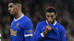 Rangers defender Connor Goldson reacts to the loss to Celtic