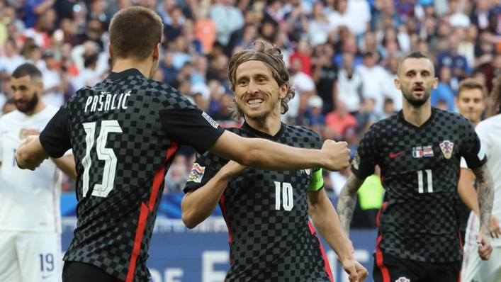 Croatia celebrate Luka Modric's penalty
