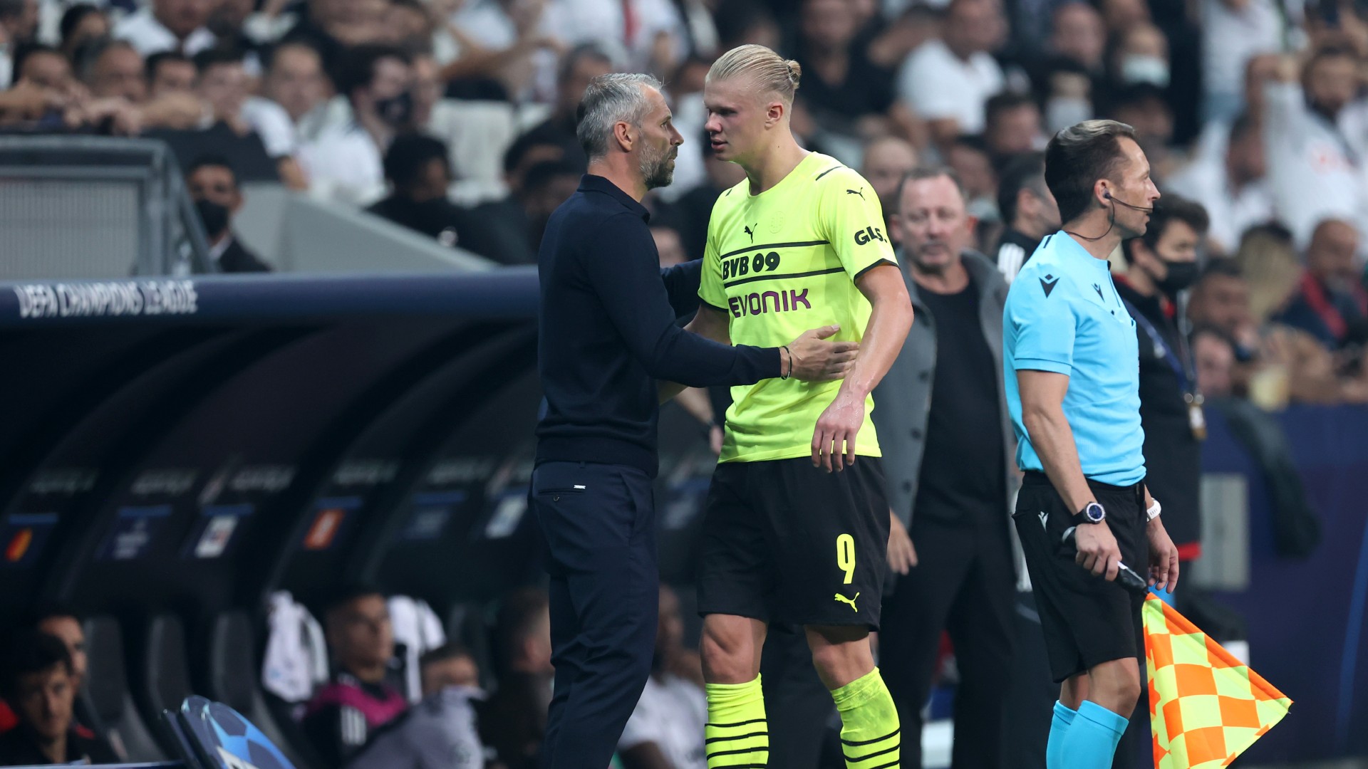 Erling Haaland and Borussia Dortmund coach Marco Rose
