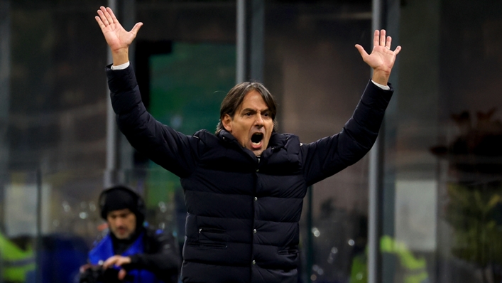 Simone Inzaghi gestures during Inter's extra-time win against Parma in the Coppa Italia