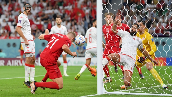 Andreas Cornelius missed from point-blank range against Tunisia