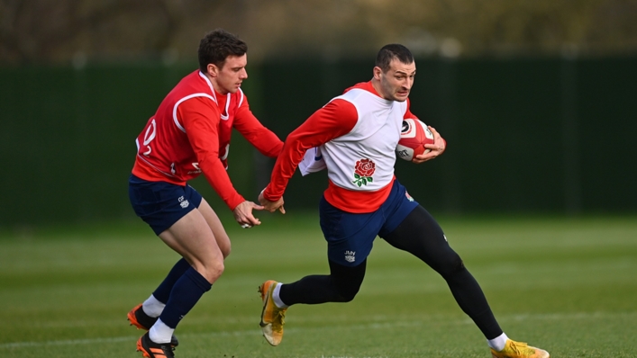 George Ford (L) and Jonny May (R) in England training last year