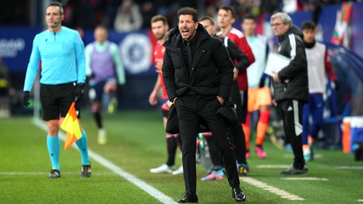 Diego Simeone watches on as Atletico Madrid scraped past Osasuna