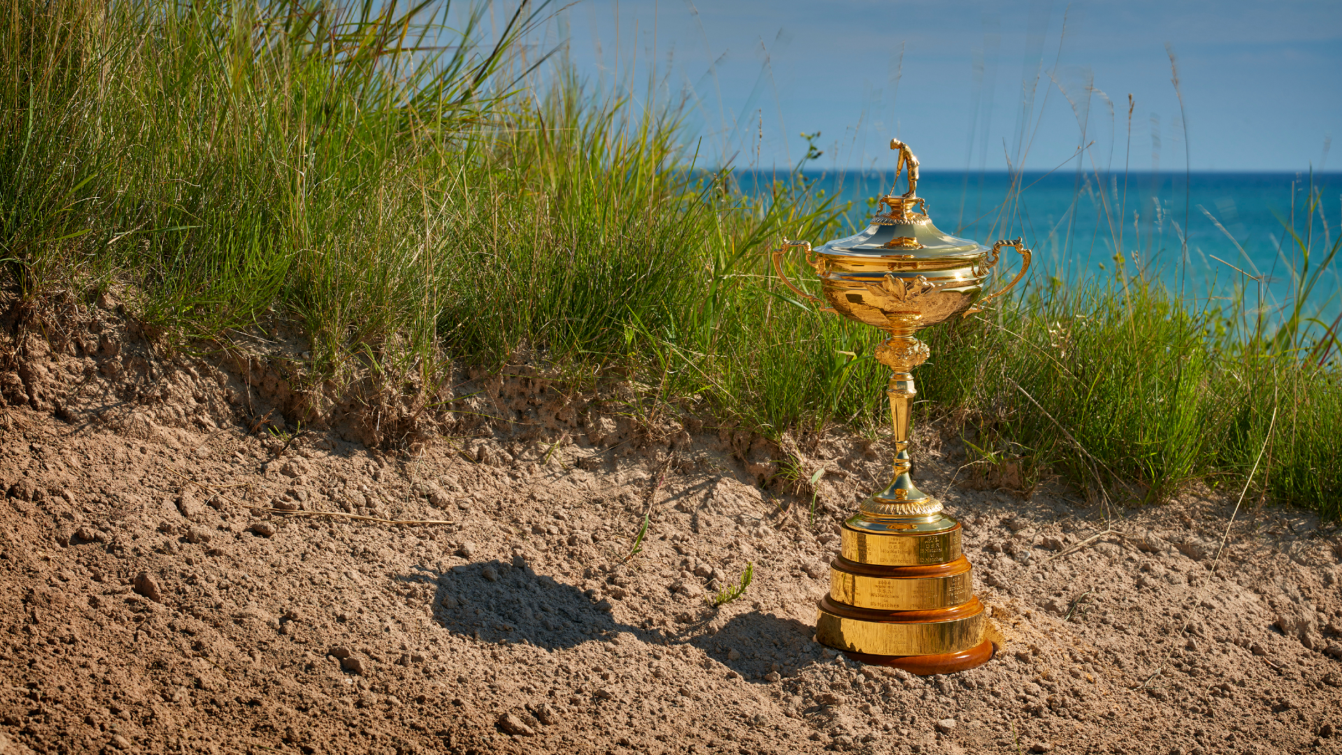 The Ryder Cup trophy at Whistling Straits