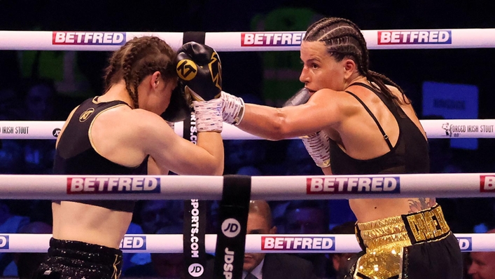 Chantelle Cameron defeated Katie Taylor to retain her titles (Peter Morrison/AP)