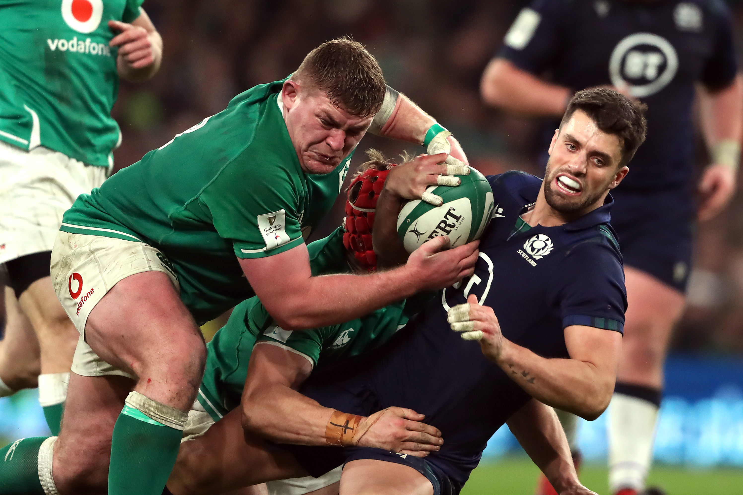 Tadhg Furlong, left, has helped Ireland dominate recent clashes with Scotland