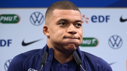 Kylian Mbappe speaks to the media during Euro 2020.