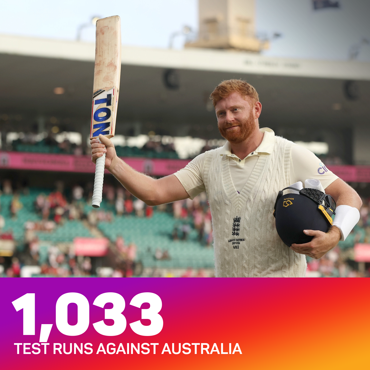 Jonny Bairstow has scored more Test runs against Australia than any other team