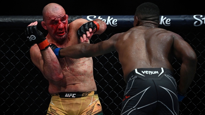 Glover Teixeira competes against Jamahal Hill during their light heavyweight title bout at UFC 283