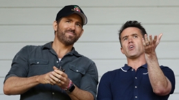 Ryan Reynolds and Rob McElhenney watch Saturday's game at Wrexham