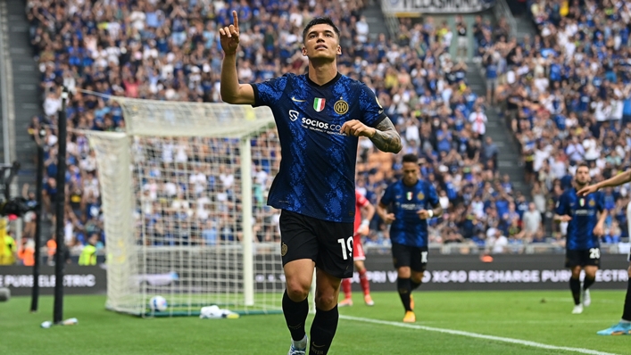 Joaquin Correa celebrates the first of his goals