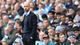 Erik ten Hag watches on during Manchester United's 6-3 loss at Manchester City