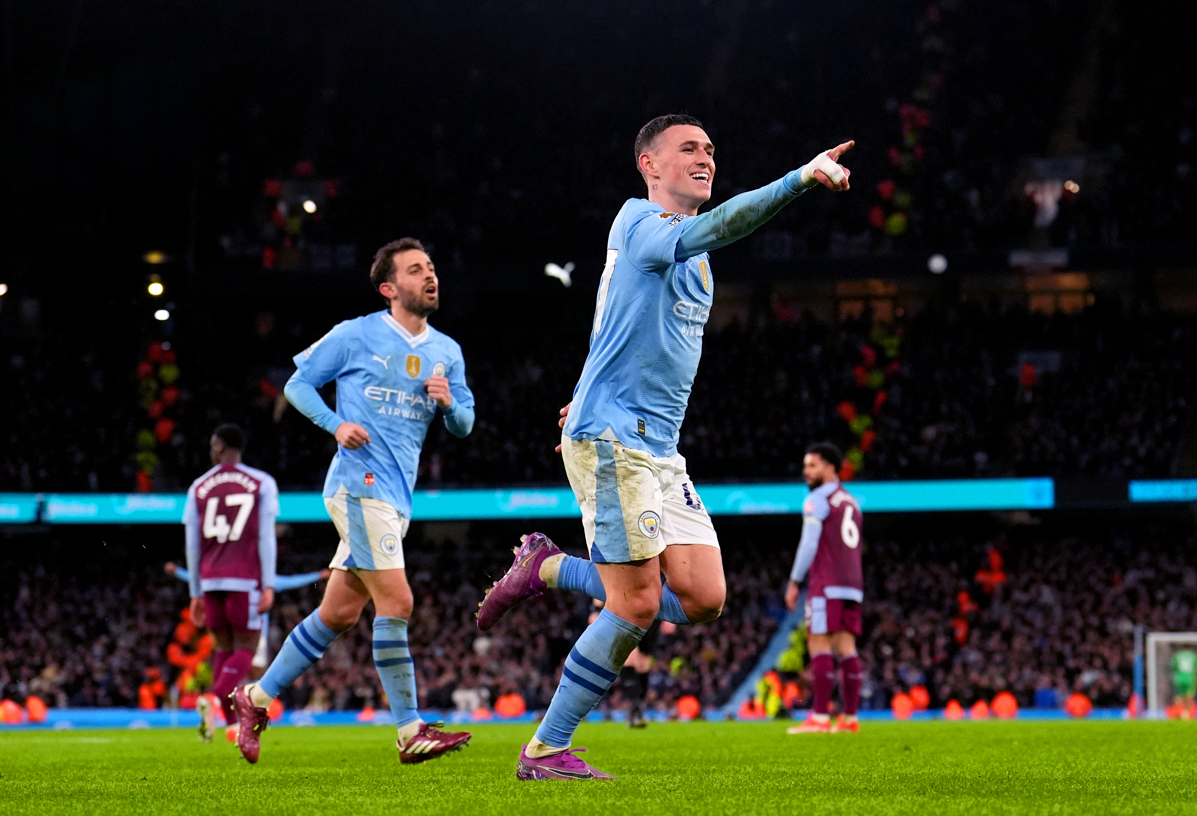 Phil Foden scored a hat-trick in Manchester City's win over Aston Villa (Martin Rickett/PA)