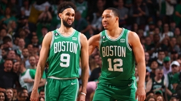 Derrick White (l) led the Celtics to another win over the Heat