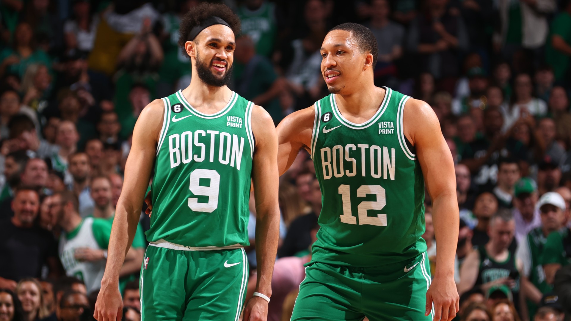 Derrick White (l) led the Celtics to another win over the Heat