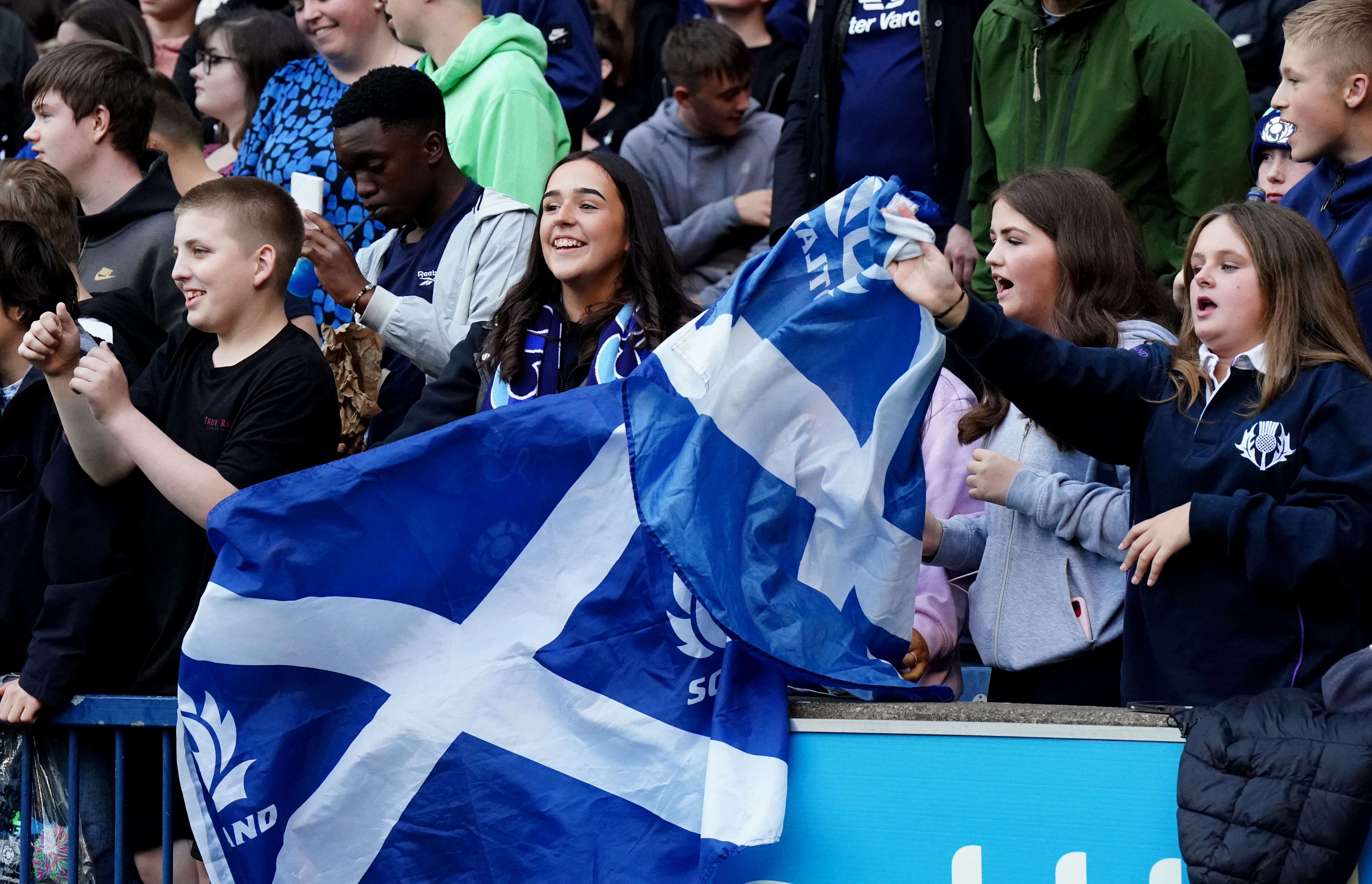 Scotland fans show their support during the warm-up match against Georgia