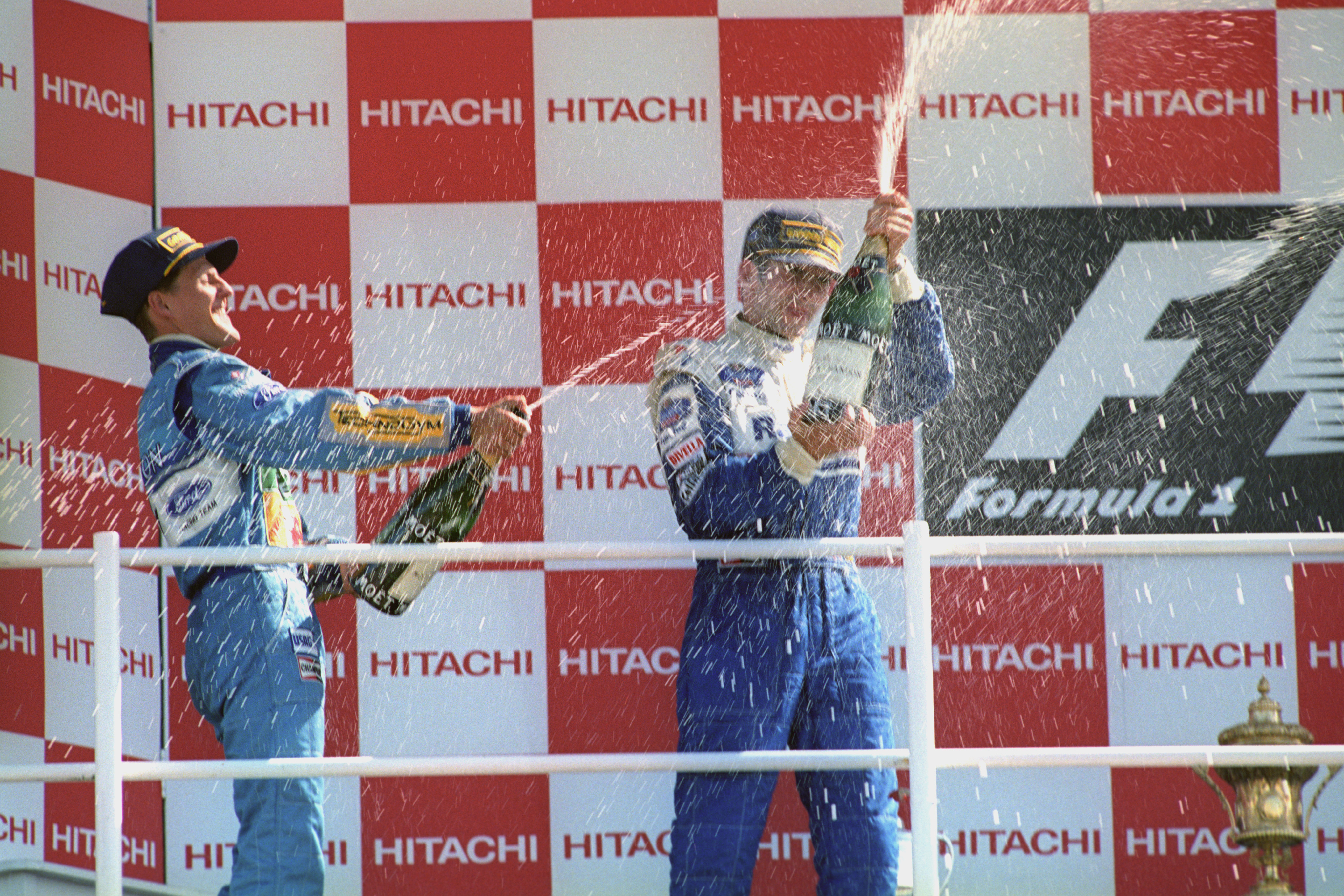 Michael Schumacher (left) and Damon Hill