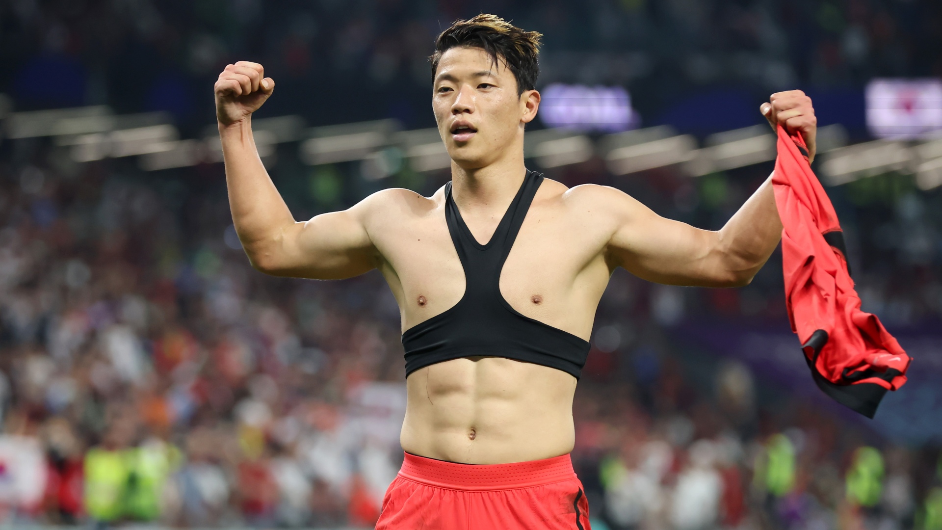 South Korea celebrate the winning goal against Uruguay