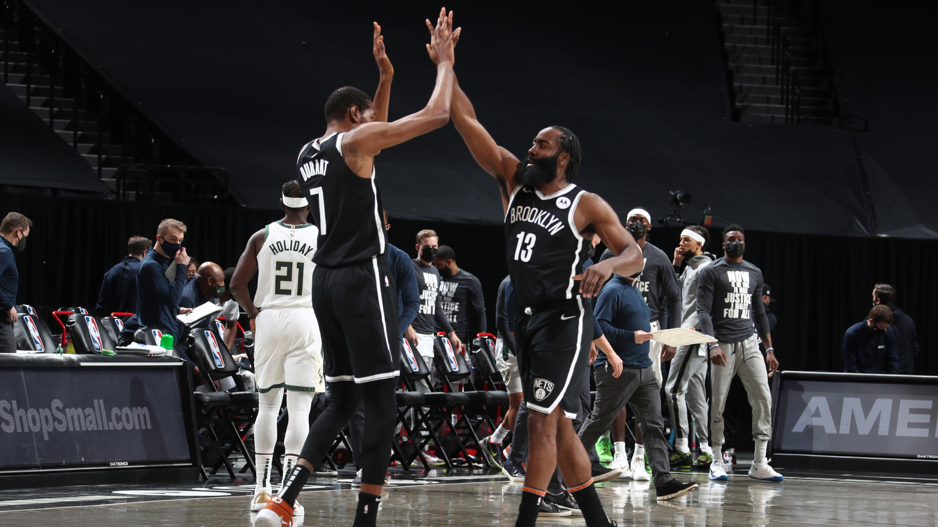 Harden and Durant see Nets past Bucks, Warriors end Lakers' winning streak