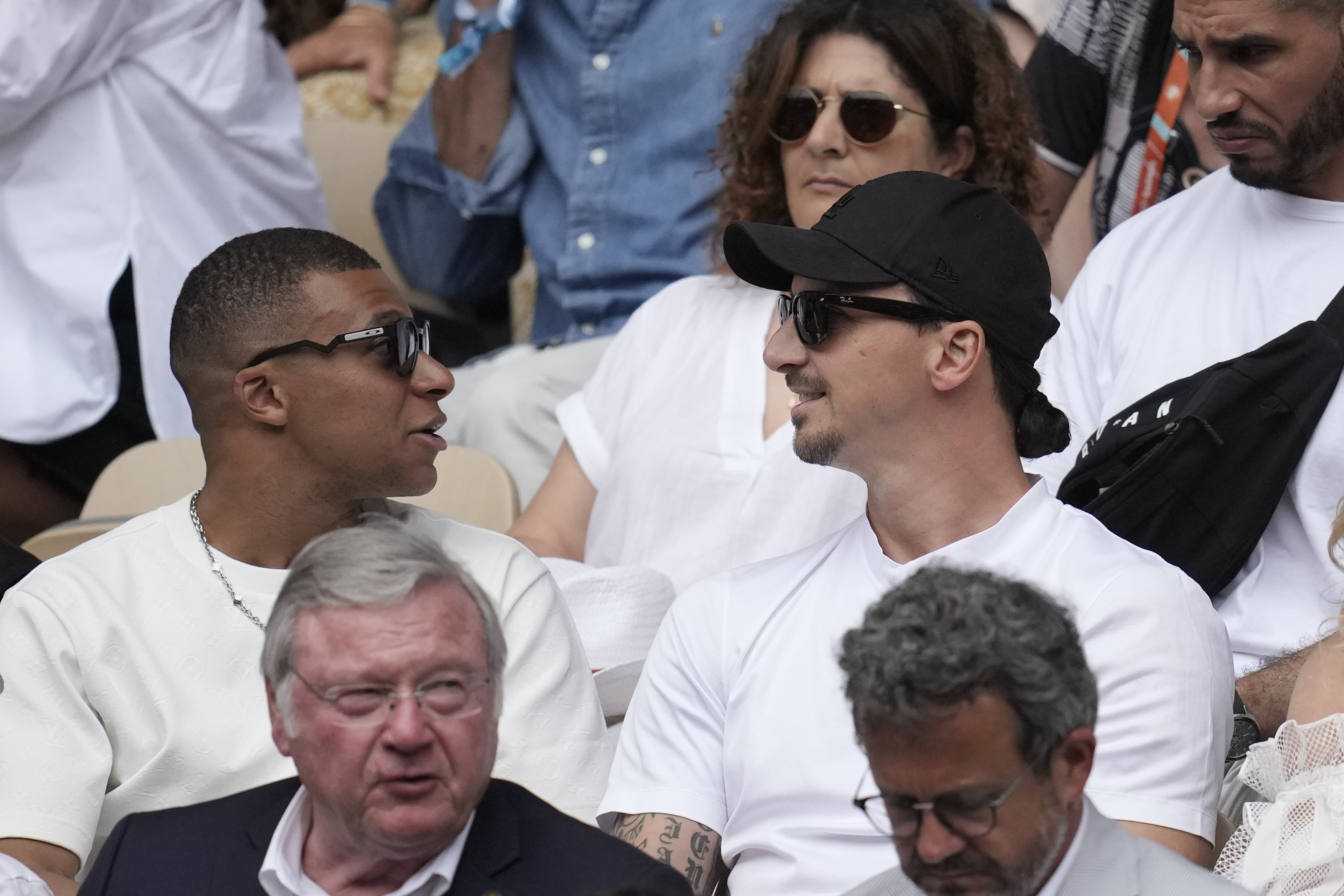 Kylian Mbappe, left, and Zlatan Ibrahimovic were among the crowd