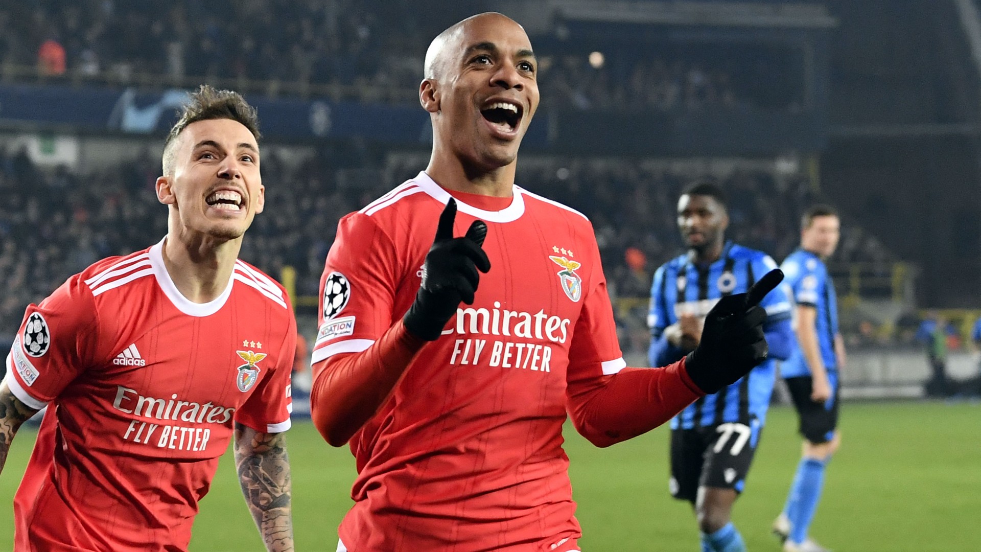 Joao Mario celebrates his goal against Club Brugge