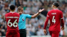 Liverpool captain Virgil van Dijk initially refused to leave the pitch after he was shown a red card (Owen Humphreys/PA)