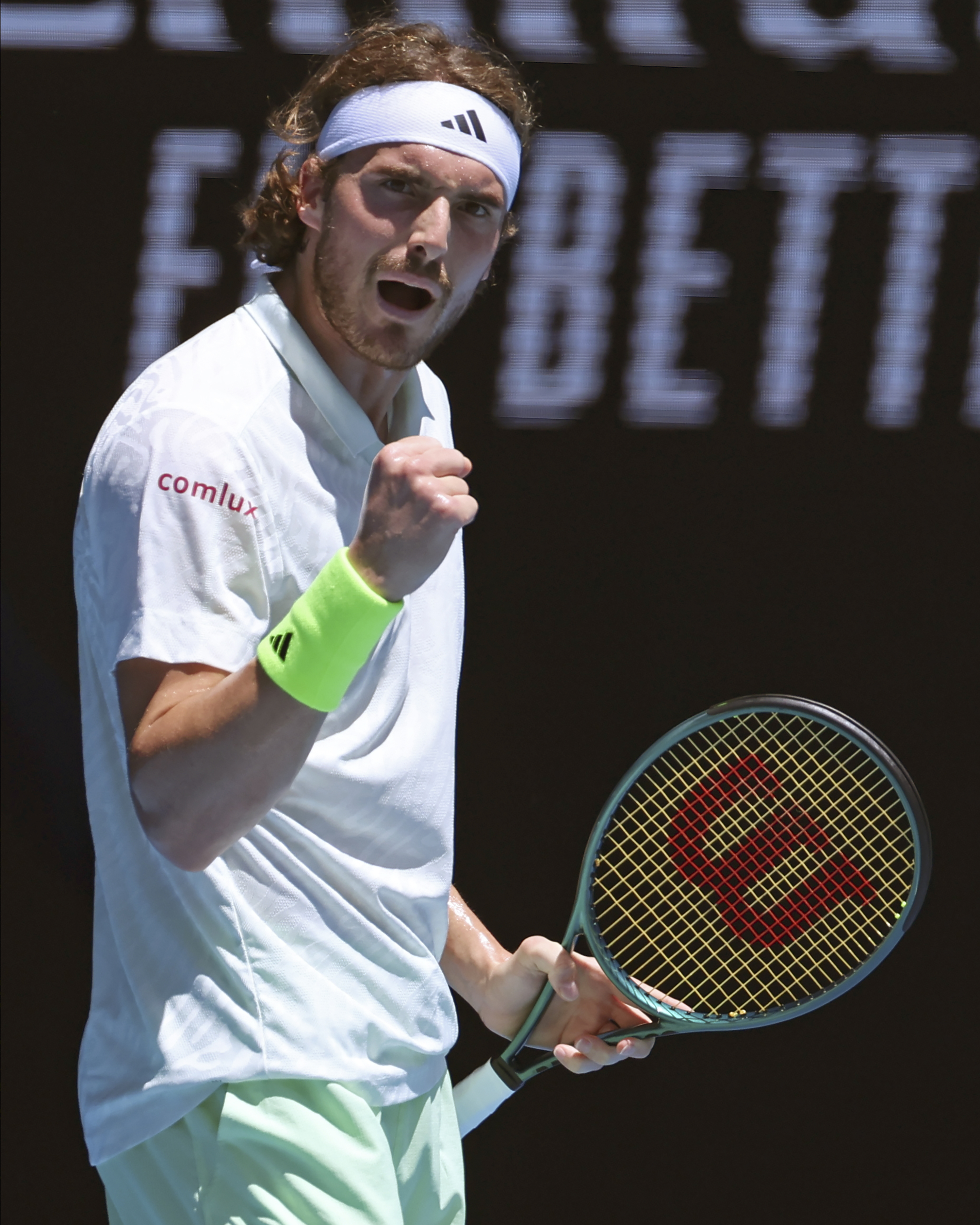 Stefanos Tsitsipas clenches his fist