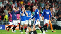 Rangers players celebrate their victory against PSV last year (Zac Goodwin/PA)