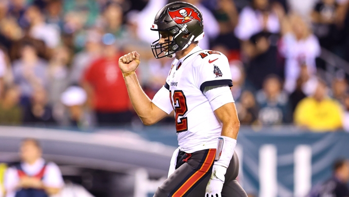 Tom Brady celebrates during the Tampa Bay Buccaneers' win over the Philadelphia Eagles