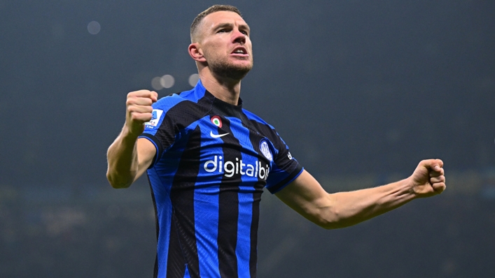 Edin Dzeko celebrates scoring Inter's winner