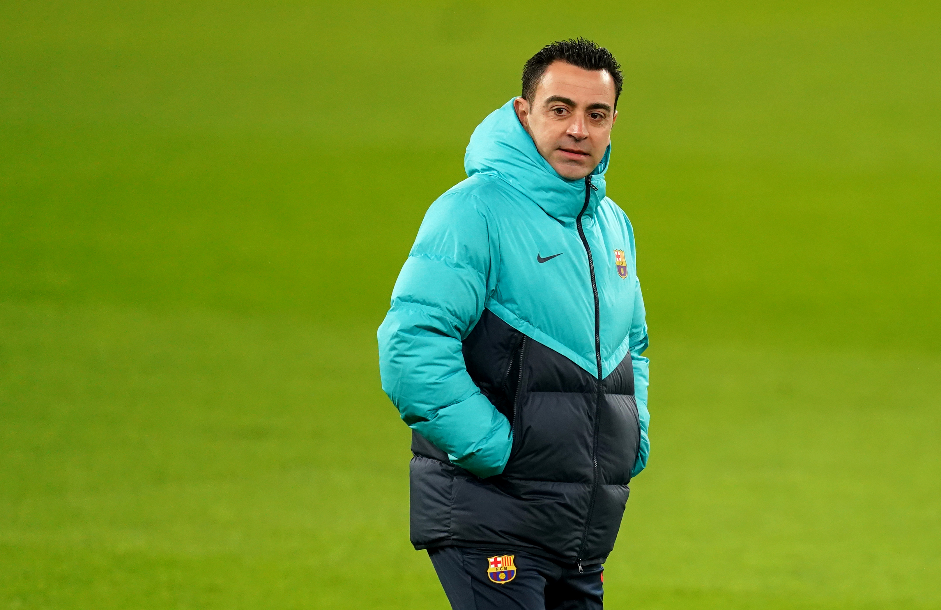 Barcelona manager Xavi during a training session